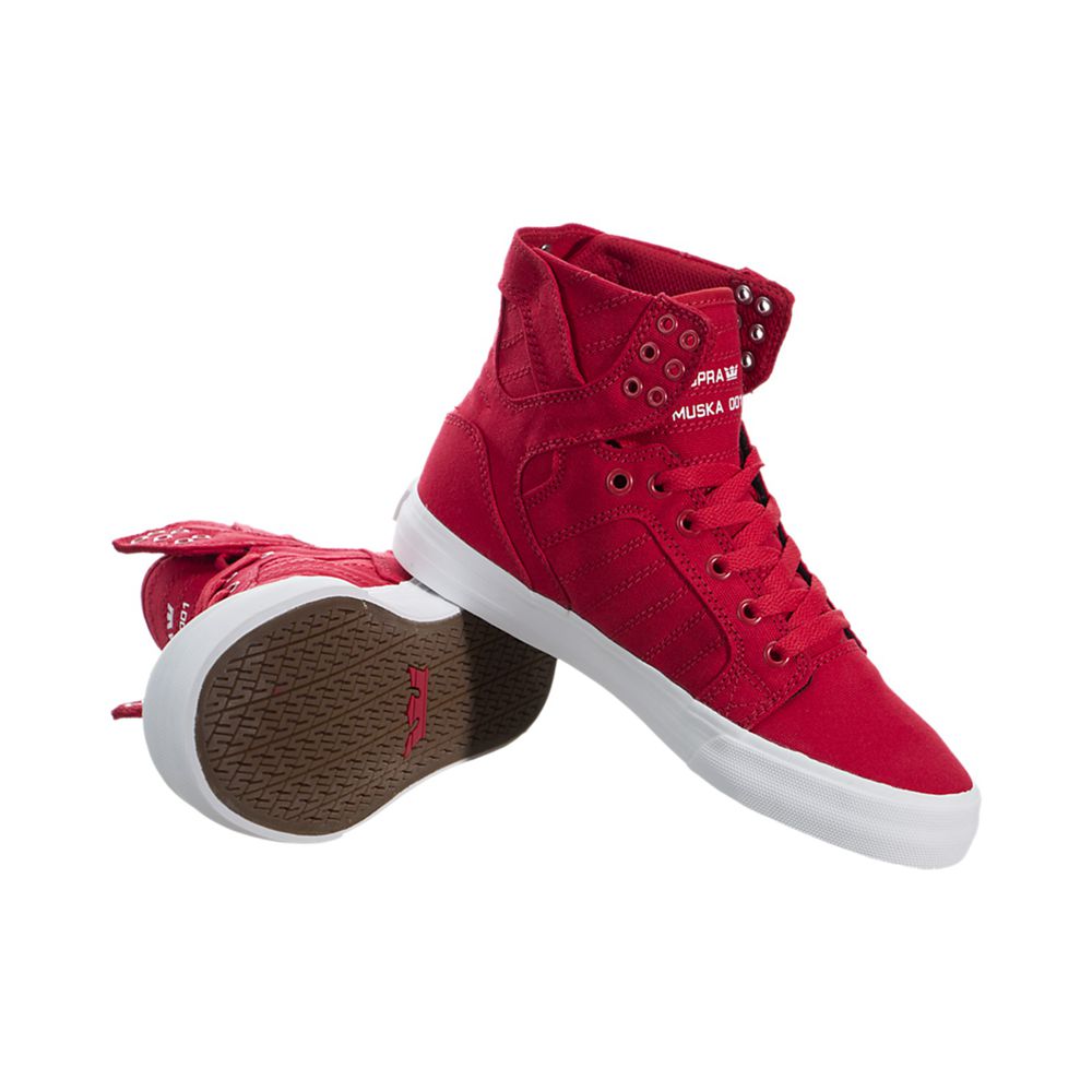 Baskets Montantes Supra SkyTop Rouge Red/White Femme | VQJ-56042380